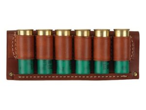 Hunter Belt Slide Shotshell Ammunition Carrier 6-Round 12 Gauge Leather Brown For Sale