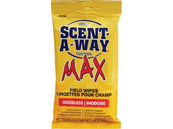 Hunter’s Specialties Scent-A-Way MAX Odorless Scent Elimination Field Wipes Pack of 24 For Sale