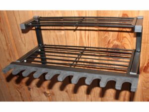 HySkore 10 Gun Rack and Shelf Unit Metal Frame with Foam Padding Black Frame For Sale