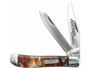 Imperial Trapper Folding Pocket Knife 2-Blade Clip and Spay Point 3Cr13 Stainless Steel Black Swirl POM Handle For Sale