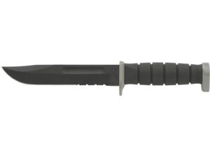 KA-BAR D2 Extreme Fighting Fixed Blade Knife 7″ Partially Serrated Clip Point D2 Black Blade Kraton Handle Black For Sale