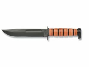 KA-BAR Dog’s Head Fixed Blade Knife 7″ Clip Point 1095 Cro-Van Steel Blade Leather Handle For Sale