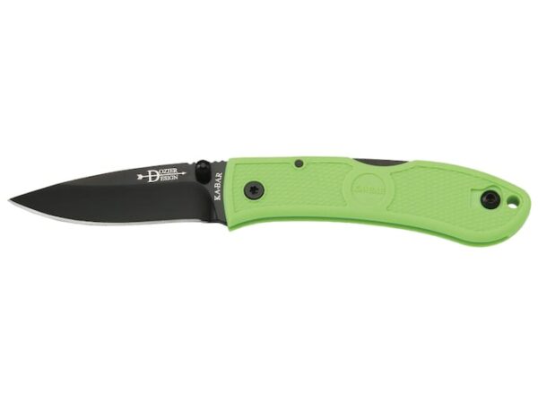 KA-BAR Dozier Mini Folding Knife 2.38″ Drop Point AUS-8A Stainless Black Blade Zytel Handle Green For Sale