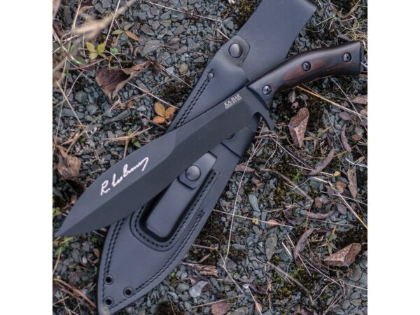 KA-BAR Gunny Knife Fixed Blade Knife 9.75″ Spear Point 1095 Cro-Van Black Blade Wood Handle For Sale