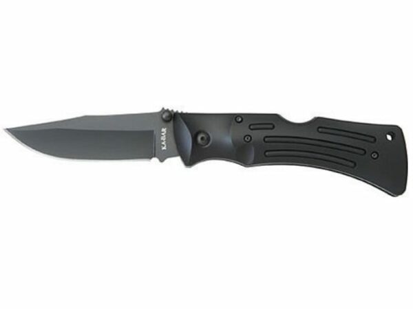 KA-BAR Mule Folding Knife 4″ AUS 8A Stainless Steel Clip Point Blade Black Zytel Handle Black with Nylon Sheath For Sale