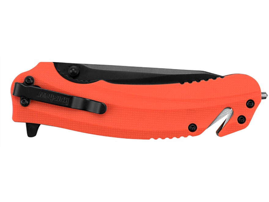 Kershaw Barricade Assisted Opening Folding Knife 3.5″ Black Drop Point 8Cr13MoV Stainless Steel Blade Glass-Filled Nylon Handle Orange For Sale