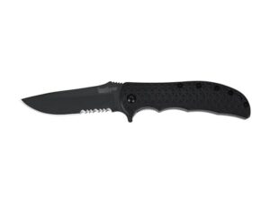 Kershaw Black Volt Assisted Opening Folding Knife 3.25″ Serrated Drop Point 8Cr13MoV Black Stainless Steel Blade G10 Handle Black For Sale