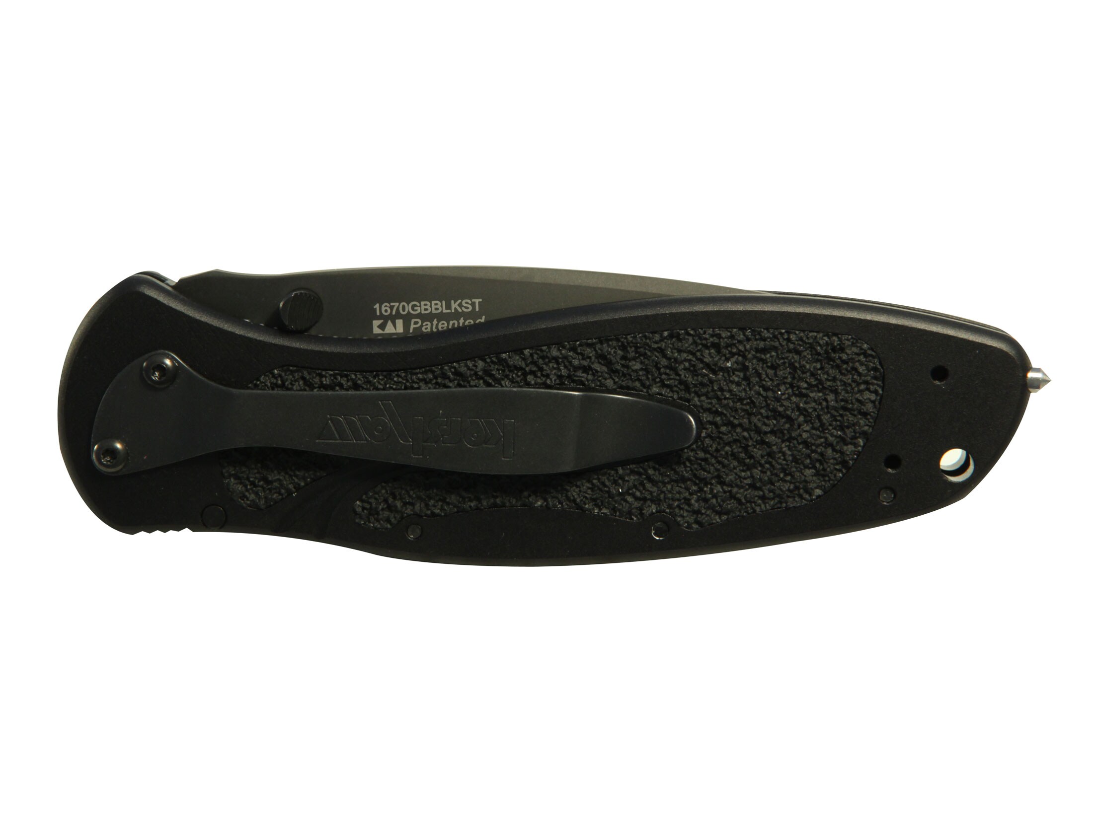Kershaw Blur Glassbreaker Assisted Opening Folding Knife 3.375″ Serrated Drop Point Sandvik 14C28N Black Stainless Steel Blade Aluminum Handle Black For Sale