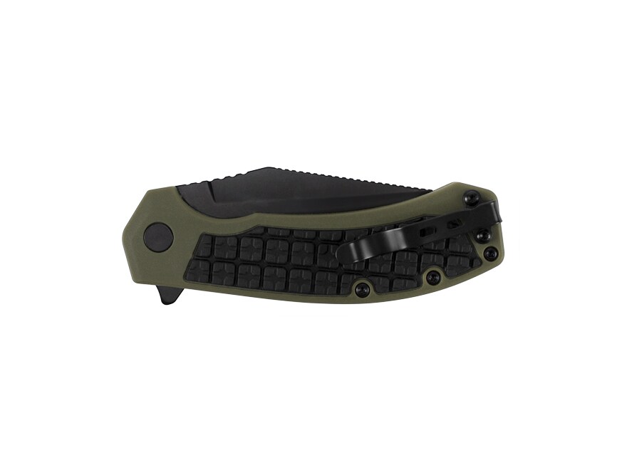 Kershaw Faultline Folding Pocket Knife 3″ Black Clip Point 8Cr13MoV Stainless Steel Blade Nylon Handle Olive Drab with Rubber Inserts For Sale