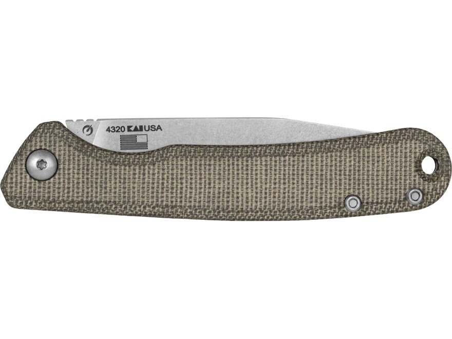 Kershaw Federalist Folding Knife 3.25″ Drop Point CPM154 Stonewashed Blade Canvas Micarta Handle Gray For Sale