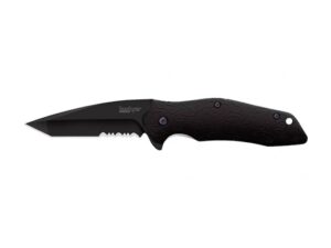 Kershaw Kuro Assisted Opening Folding Knife 3.125″ Serrated Tanto 8Cr13MoV Black Stainless Steel Blade Nylon Handle Black For Sale