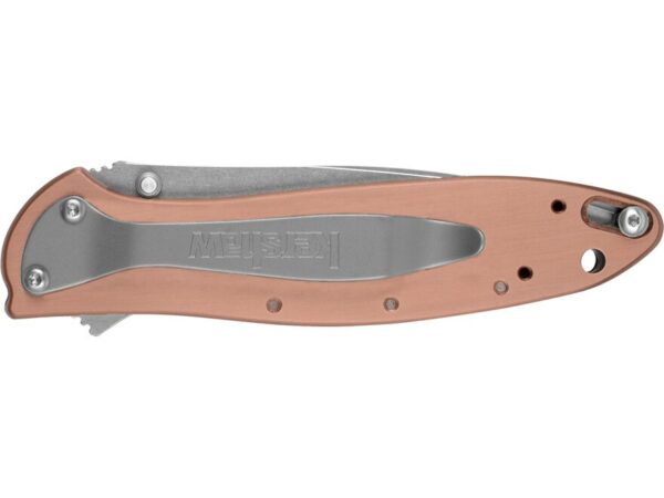 Kershaw Leek Folding Knife 3″ Wharncliffe CPM154 Stonewashed Blade Copper Handle For Sale