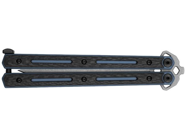 Kershaw Lucha Folding Knife 4.6″ Spear Point CPM-20CV Stonewashed Blade Carbon Fiber/Titanium Handle Black/Blue For Sale