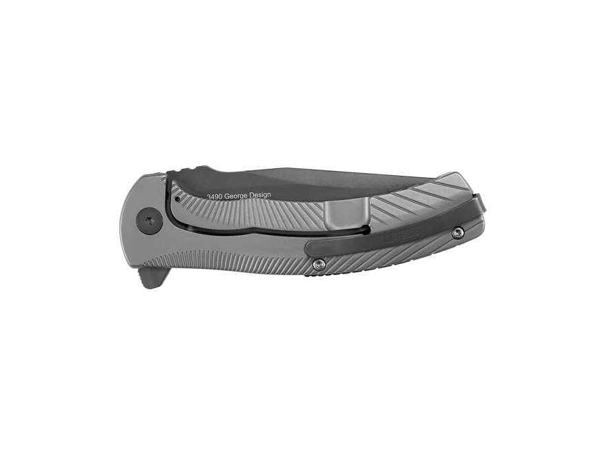 Kershaw Seguin Assisted Open Folding Knife 3.1″ Black Drop Point 8Cr13MoV Stainless Steel Blade Stainless Steel Handle Gray For Sale