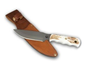 Knives of Alaska Bush Camp Fixed Blade Hunting Knife 6″ D2 Tool Steel Drop Point with Leather Sheath For Sale