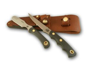 Knives of Alaska Jaeger/Muskrat Combination Fixed Blade Hunting Knife Set with Leather Sheath For Sale
