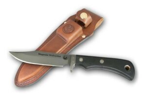 Knives of Alaska Magnum Wolverine Fixed Blade Knife 4.5″ Clip Point D2 Tool Steel Blade SureGrip Handle Black For Sale