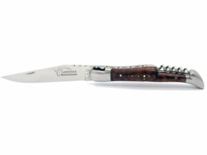 Laguiole Honoré Durand Folding Knife with Corkscrew Folding Knife 4.72″ Drop Point 14C28N Satin Blade Snakewood Handle Brown For Sale