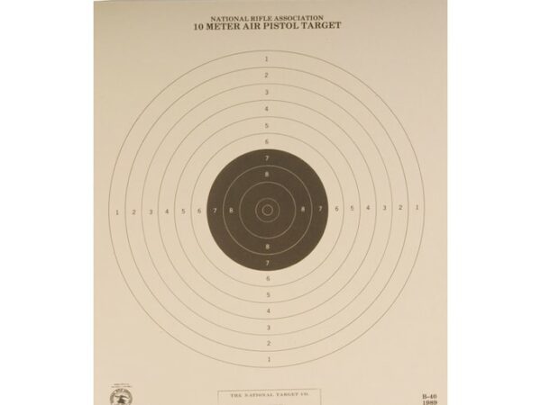 NRA Official Air Pistol Targets B-40 10 Meter Paper Pack of 100 For Sale