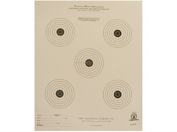NRA Official Air Rifle Targets A-44/5 15′ Air Rifle Paper Package of 100 For Sale