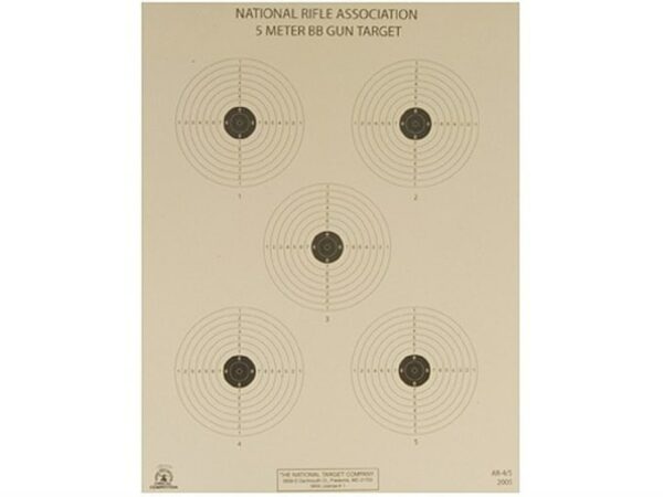 NRA Official Air Rifle Targets AR-4/5 5 Meter BB Gun Paper Pack of 100 For Sale
