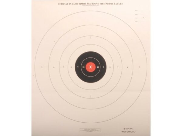 NRA Official Pistol Targets B-8(P) RC Red Center 25 Yard Timed and Rapid Fire Paper Pack of 100 For Sale