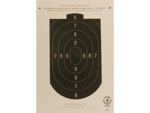 NRA Official Pistol Targets TQ-8 25′ Rapid Fire Paper Pack of 100 For Sale