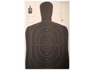 NRA Official Silhouette Targets B-27E 50 Yard Paper Black/White Pack of 100 For Sale