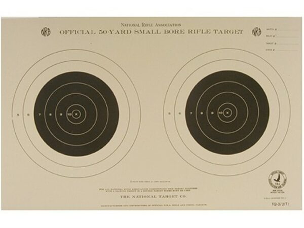 NRA Official Smallbore Rifle Training Targets TQ-3/2 50 Yard Tagboard Pack of 100 For Sale