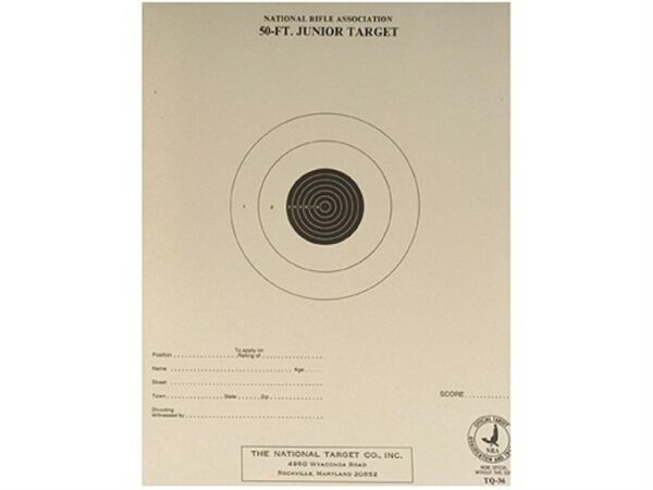 NRA Official Smallbore Rifle Training Targets TQ-36 50′ Junior Rifle Paper Package of 100 For Sale