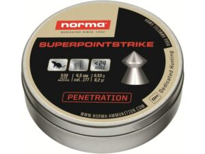 Norma Superpoint Strike Air Gun Pellets 177 Caliber 8.2 Grain Pointed Tin For Sale