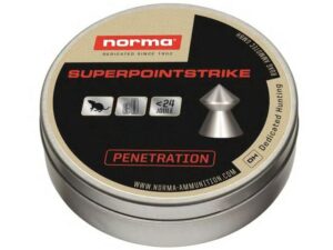 Norma Superpoint Strike Air Gun Pellets 22 Caliber 14.5 Grain Pointed Tin For Sale