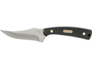 Old Timer Sharpfinger Fixed Blade Hunting Knife Clip Point 7Cr17 High Carbon Stainless Steel Blade Sawcut Slab Handle Black For Sale