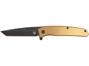 Ontario Equinox Folding Knife 3.03″ Tanto Point CPM S35VN Black Powder Coated Blade Titanium Handle Bronze For Sale