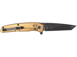 Ontario Equinox Folding Knife 3.03″ Tanto Point CPM S35VN Black Powder Coated Blade Titanium Handle Bronze For Sale