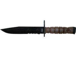 Ontario Mil-Spec OKC 3S USMC Bayonet 8″ Serrated Drop Point 1095 Black Carbon Steel Blade Dynaflex Handle Brown For Sale