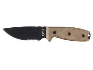 Ontario RAT-3 Fixed Blade Knife 3-1/2″ Drop Point 1095 Black Carbon Steel Blade Micarta Handle Green For Sale