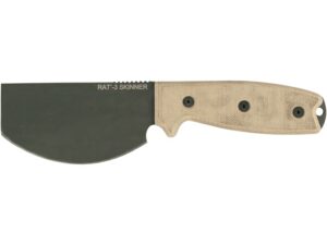 Ontario RAT 3 Skinner Fixed Blade Knife 3.75″ Cleaver High Carbon Black Magnesium Phosphate Blade Micarta Handle Tan For Sale