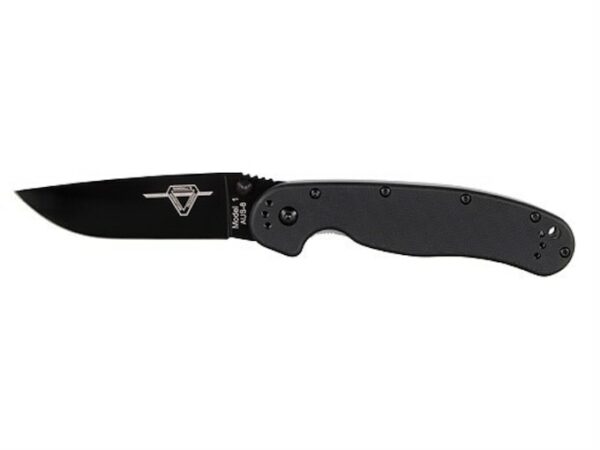 Ontario RAT Folding Knife 3-5/8″ Drop Point AUS-8 Black Stainless Steel Blade Nylon Handle Black For Sale