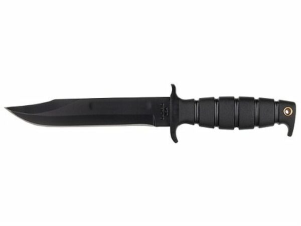 Ontario SP1 Marine Combat Fixed Blade Knife 7″ Drop Point 1075 Black Carbon Steel Blade Kraton Handle Black For Sale
