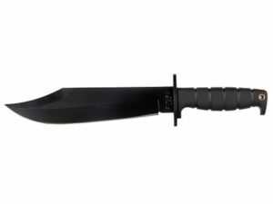 Ontario SP10 Marine Raider Bowie Fixed Blade Knife 9.75″ Drop Point 1095 Black Carbon Steel Kraton Handle Black For Sale