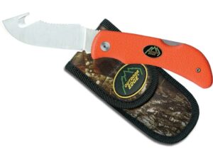 Outdoor Edge Grip-Hook Folding Knife 3.2″ Drop Point with Gut Hook AUS-8 Stainless Steel Blade TPR Handle Orange For Sale