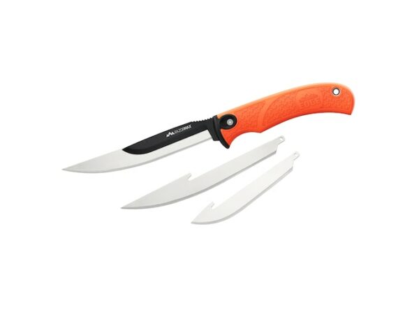 Outdoor Edge RazorMax Fixed Blade Knife Replaceable 420J2 Stainless Steel Blades TPR Handle Orange For Sale
