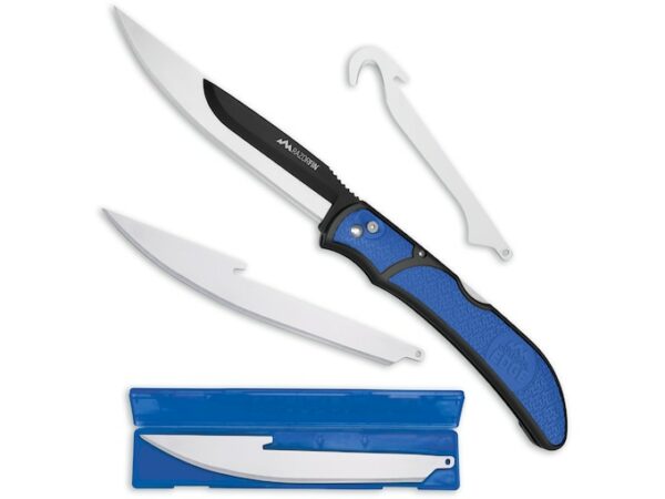 Outdoor Edge Razorfin Folding Knife 5″ Fillet Point 420-J2 Stainless Blade TPR Overmold Handle Black/Blue For Sale