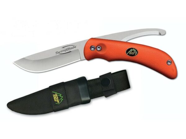 Outdoor Edge SwingBlaze Folding Hunting Knife 2-Blade AUS-8 Stainless Steel Blade Kraton Handle Blaze Orange For Sale