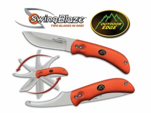 Outdoor Edge SwingBlaze Folding Hunting Knife 2-Blade AUS-8 Stainless Steel Blade Kraton Handle Blaze Orange For Sale