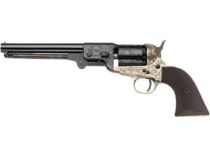 Pietta 1851 CSA Commemorative Brass Black Powder Revolver 44 Caliber 7.5″ Barrel Brass Engraved Frame Blue For Sale