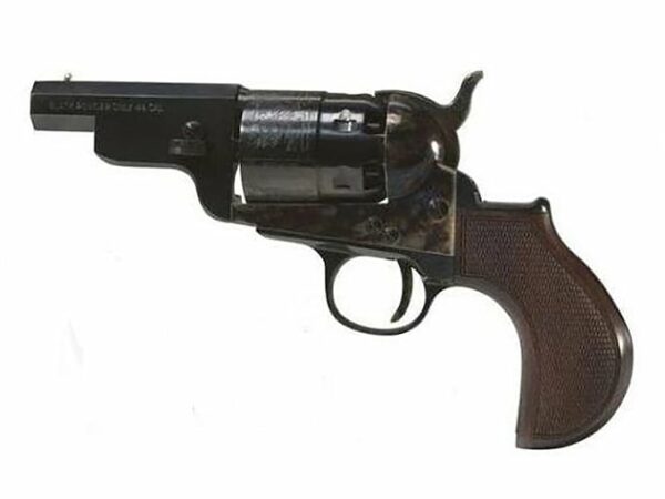 Pietta 1851 Navy Snub Nose Black Powder Revolver 44 Caliber 3″ Barrel Case Hardened Frame with Checkered Walnut Grip For Sale