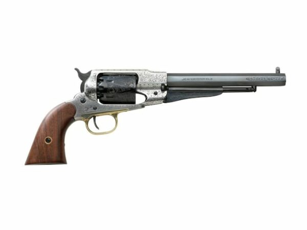 Pietta 1858 Remington Black Powder Revolver 44 Caliber 8″ Barrel Old Silver Steel Frame Blue For Sale