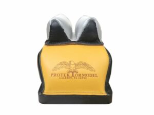 Protektor Deluxe Bumble Bee Double Stitched Super Slick Silver Mid-Ear Rear Shooting Rest Bag with Heavy Doughnut Bottom Leather Black and Yellow Filled For Sale